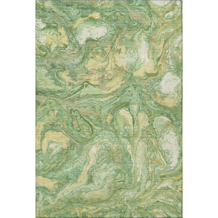 10' X 14' Abstract Washable Area Rug With UV Protection (714715) - Green / Gold