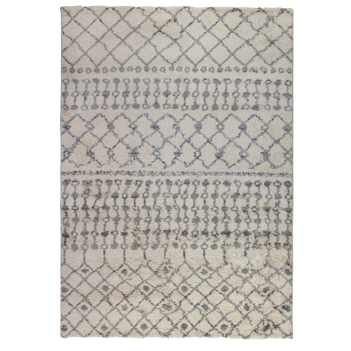 8.3' x 11.5' Geometric Shag Area Rug - Gray And Ivory