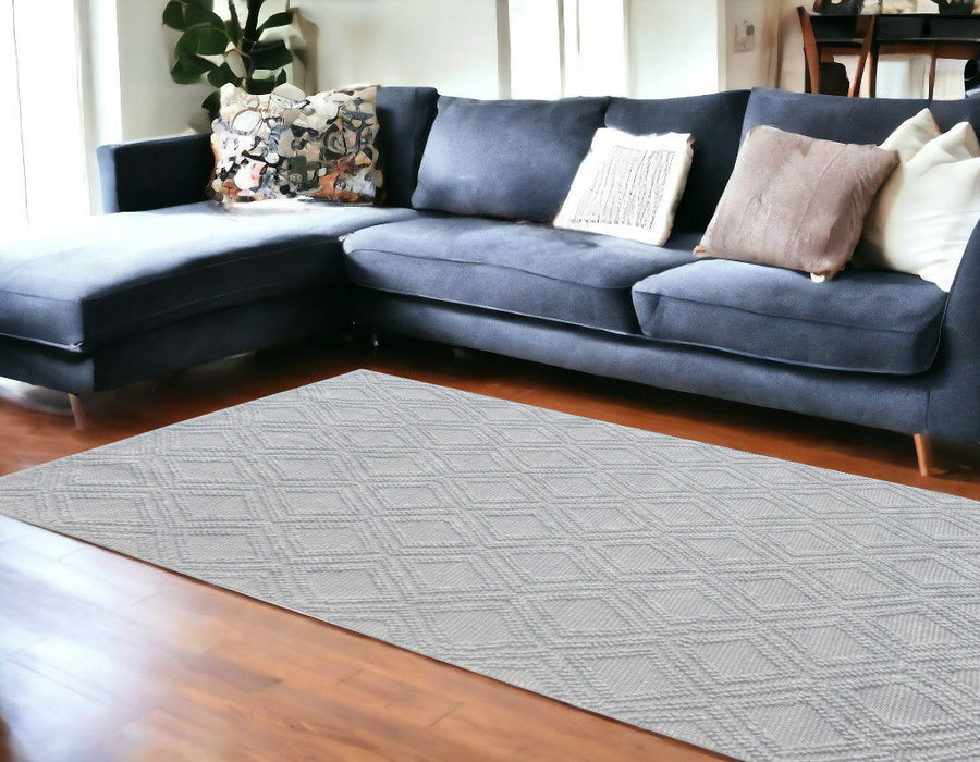 9' x 13' Diamond Lattice Modern Area Rug - Gray