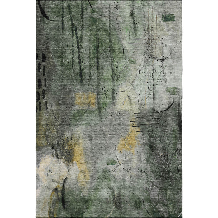 10' X 14' Abstract Washable Area Rug With UV Protection (715351) - Pewter / Charcoal