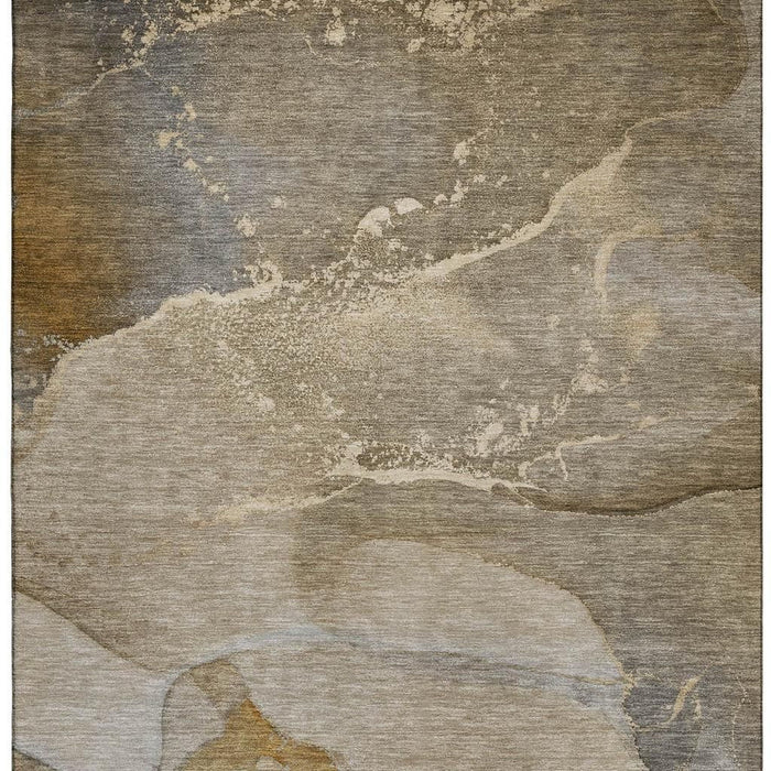 10' X 14' Abstract Washable Area Rug With UV Protection (647200) - Brown / Gray / Ivory