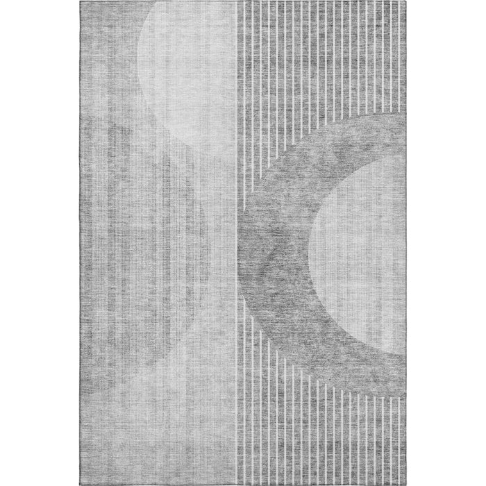 9' X 12' Geometric Washable Area Rug With UV Protection (655745) - Gray / Silver
