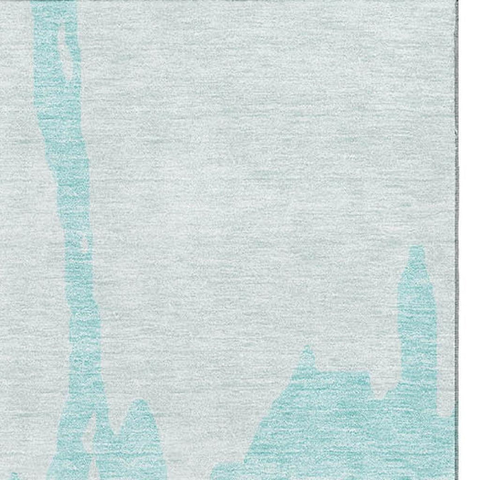 10' X 14' Abstract Washable Area Rug With UV Protection (676170) - Teal / Ivory