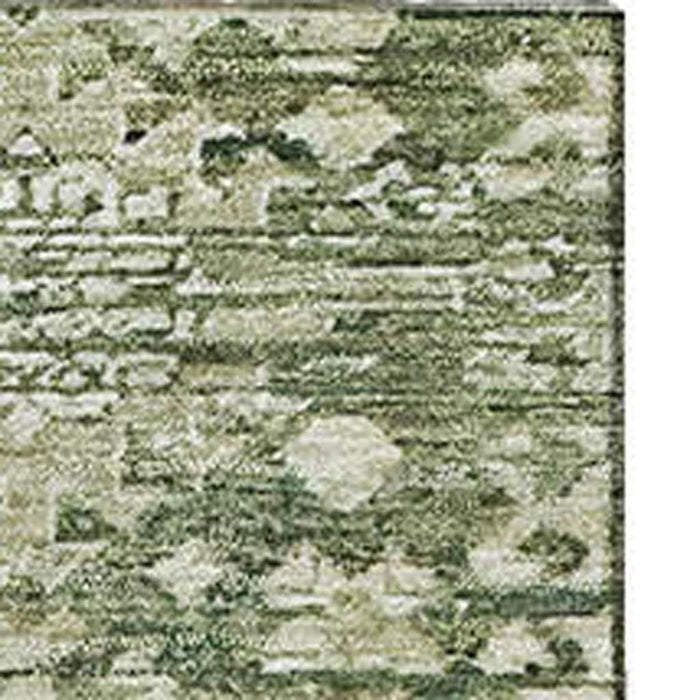 10' X 14' Oriental Washable Area Rug With UV Protection (700841) - Artichoke Green / Ivory