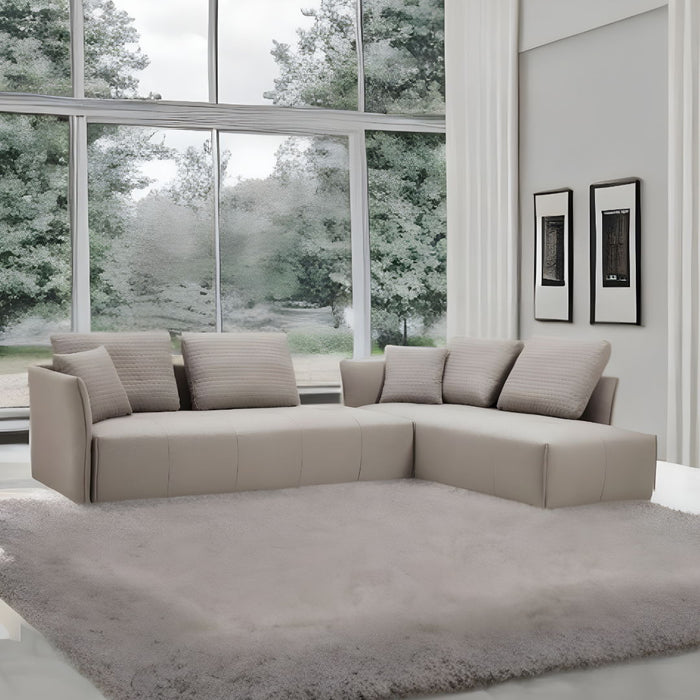 Polyester Modular L Shaped Two Piece Sofa Chaise Sectional Toss Pillows - Light Gray