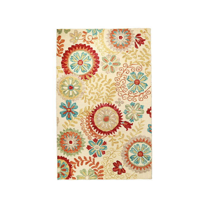 8' x 10' Wool Medallion Tufted Handmade Stain Resistant Area Rug - Cream