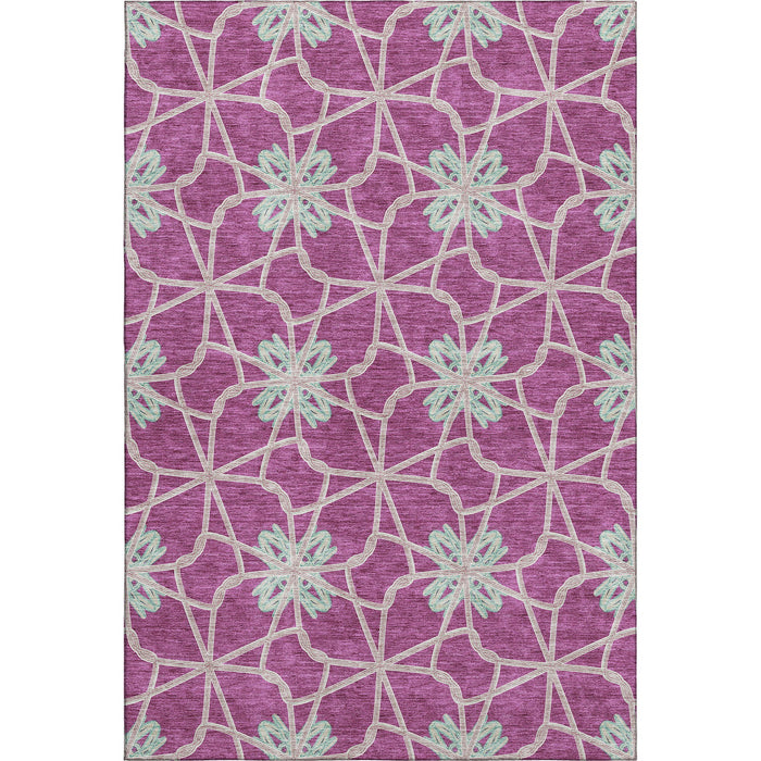 10' X 14' Geometric Washable Area Rug With UV Protection (675912) - Blush / Ivory / Beige