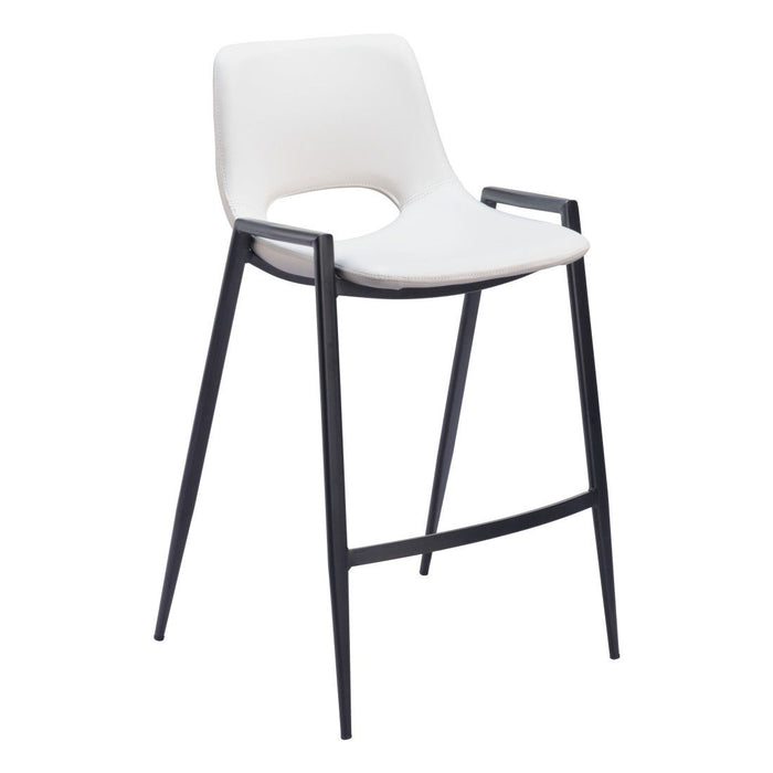 26" Faux Leather And Steel Low Back Counter Height Bar Chairs (Set of 2) - White / Black