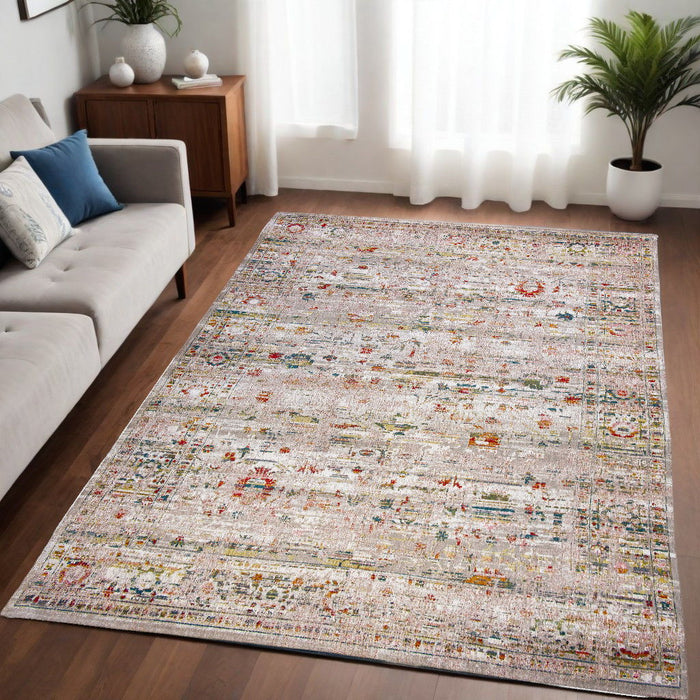 5' x 7' Oriental Non Skid Area Rug - White