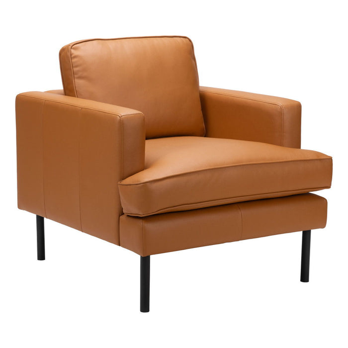 Faux Leather Upholstered Arm Chair - Brown / Black