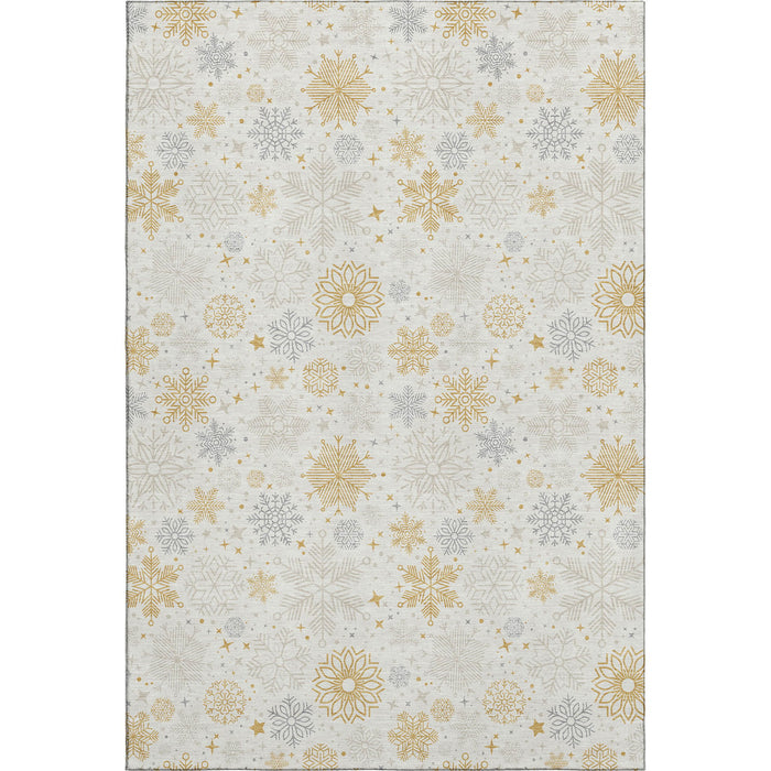 10' X 14' Abstract Geometric Washable Area Rug With UV Protection (702280) - Ivory / Gray / Gold