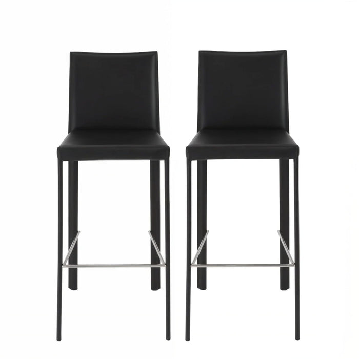 21.1" x 17.3" x 41" Steel Low Back Bar Height Bar Chairs (Set of 2) - Black