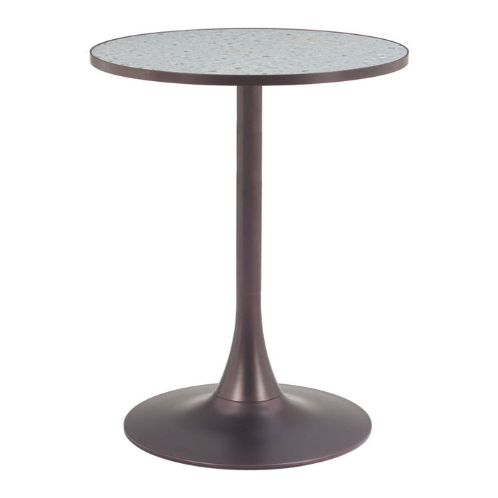 24" Wood And Steel Pedestal Base Round Top Dining Table - Bronze / Gray