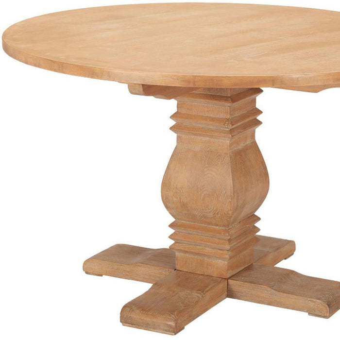Solid Wood Pedestal Base Top Dining Table - Brown