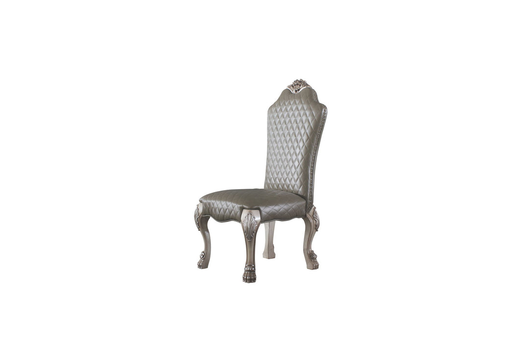 Tufted And Upholstered Faux Leather Dining Side Chairs (Set of 2) - White / Gray