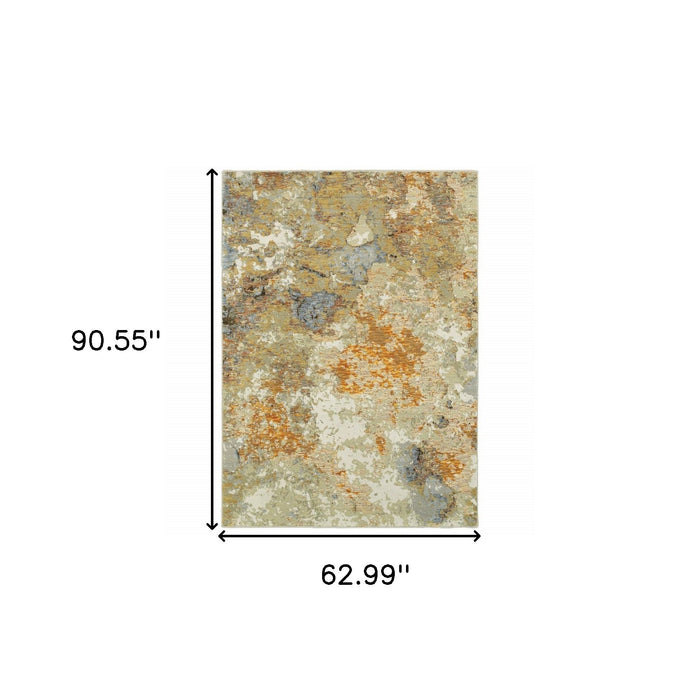5' x 7' Power Loom Area Rug - Gold And Ivory