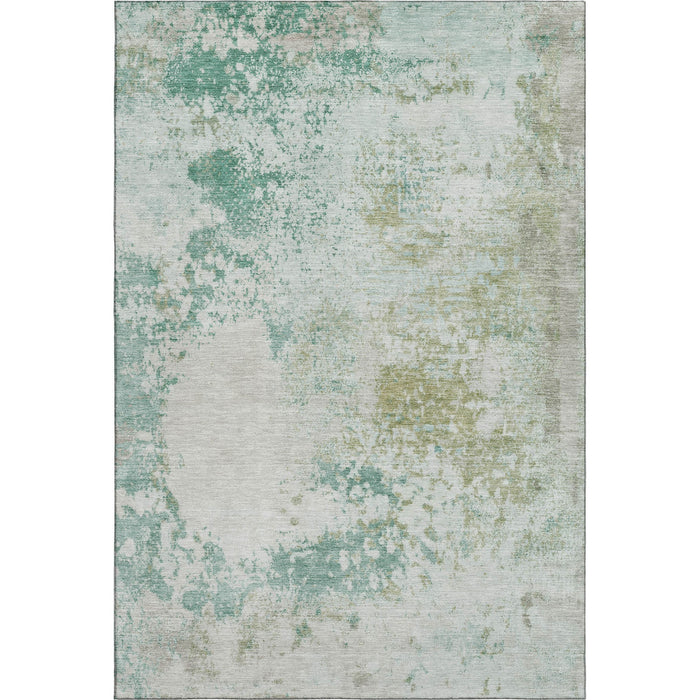 10' X 14' Abstract Washable Area Rug With UV Protection (717074) - Light Taupe / Teal