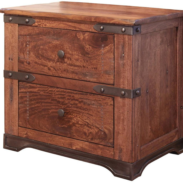 29" Two Drawer Nightstand - Wood Brown