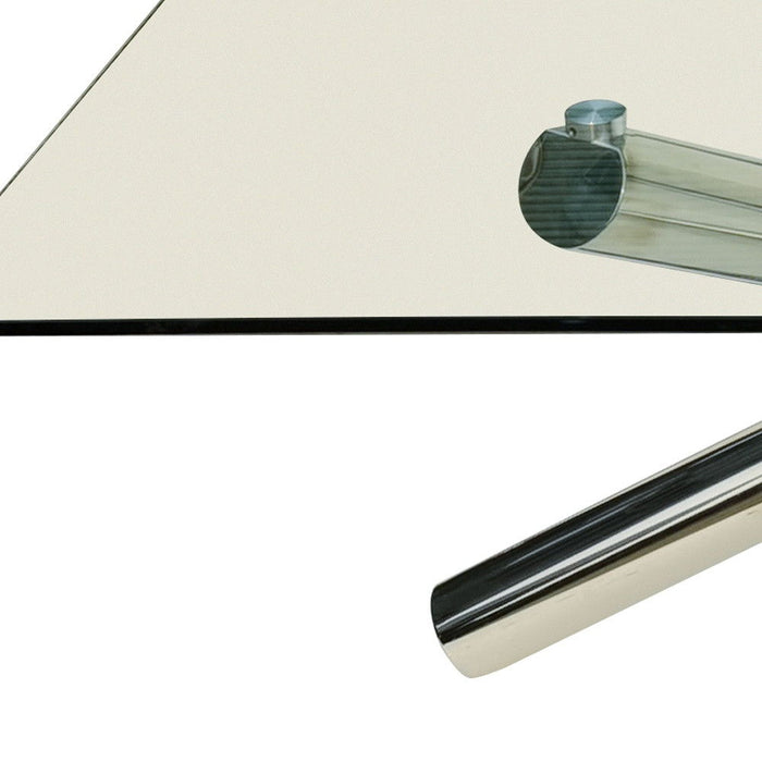 60" Glass And Metal Cross Leg Base Square Dining Table - Clear