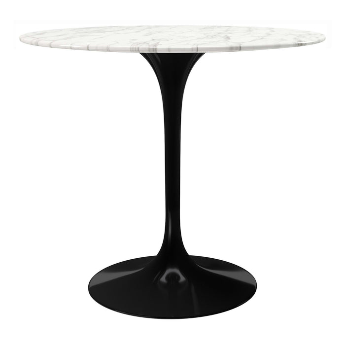 32" Marble And Metal Dining Table - Black