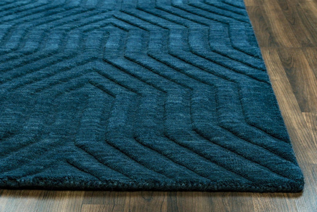 9' X 12' Wool Geometric Hand Tufted Area Rug (748220) - Navy Blue / Blue