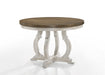 Giga Havanna 5-piece dining set with wide round vintage walnut table and off-white chairs for a stylish dining room.