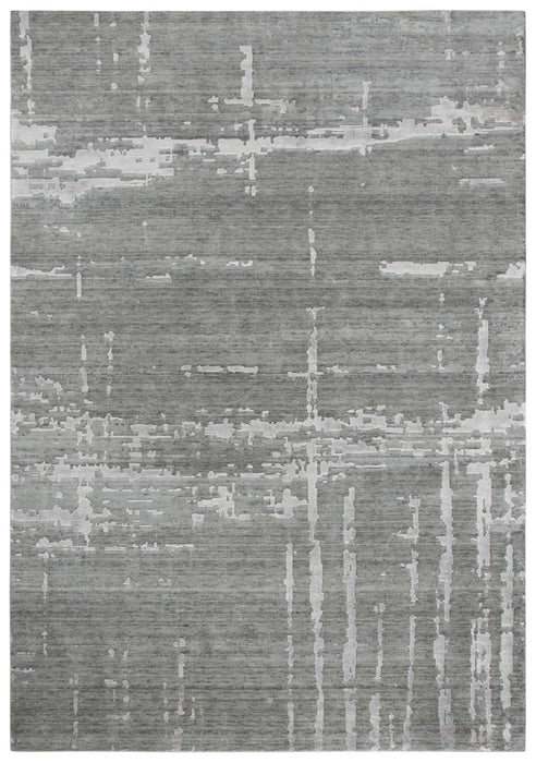 9' X 12' New Zealand Lambs Wool Abstract Hand Carved Handmade Area Rug (747053) - Gray / Light Gray