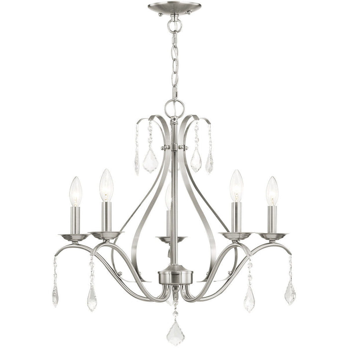 23" Five-Light Dimmable Chandelier With Shades - Nickel