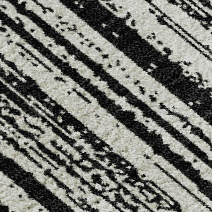 8' X 10' Striped Washable Area Rug With UV Protection - Black And Ivory