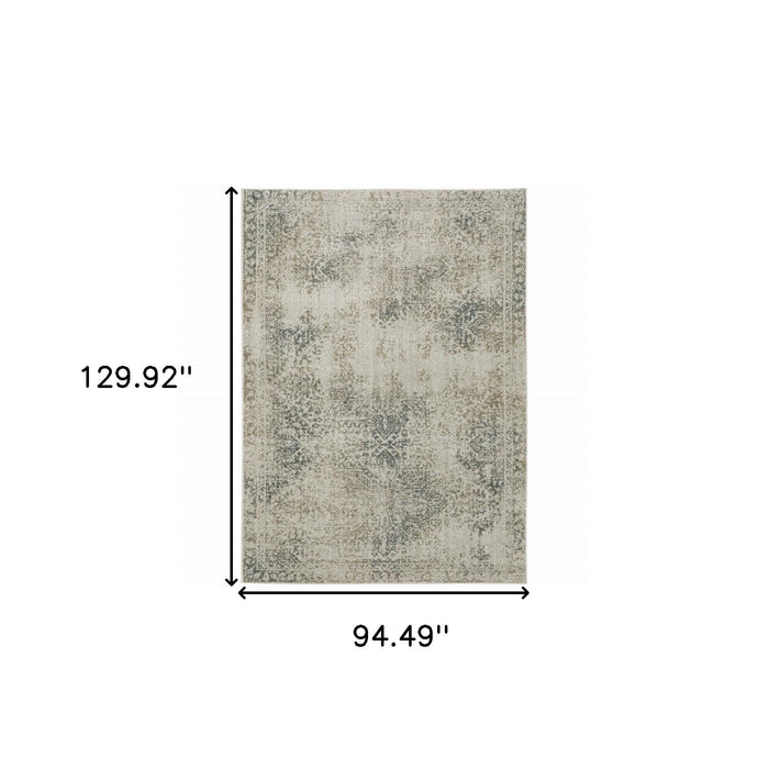 8' x 11' Oriental Power Loom Area Rug - Gray