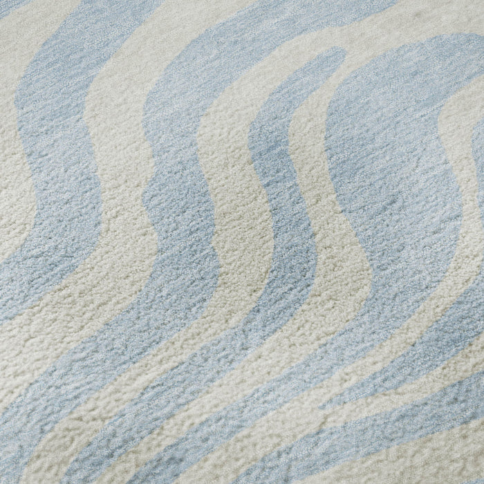 10' X 14' Animal Print Washable Area Rug With UV Protection (681809) - Sky Blue / Ivory