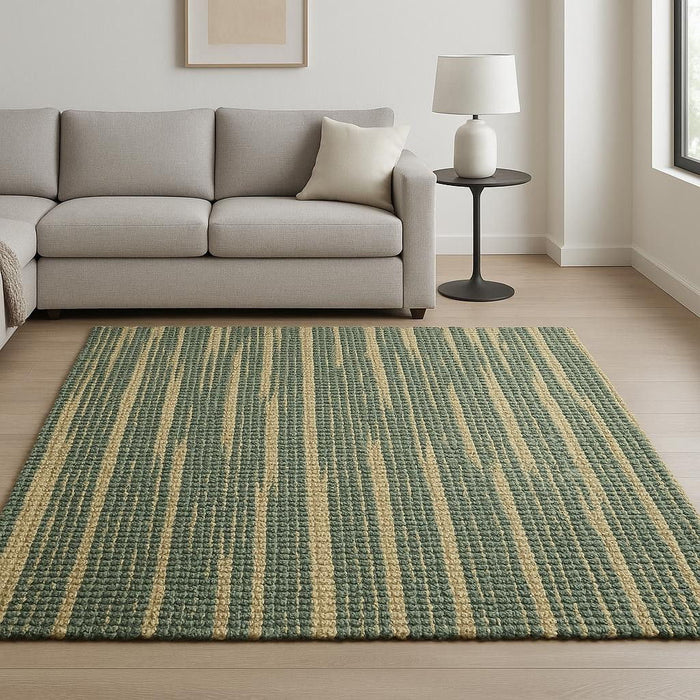 8' X 10' Jute Abstract Hand Woven Area Rug (609367) - Beige / Green