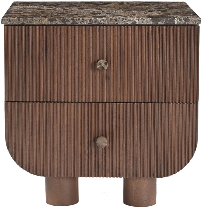 Cressa Mango Wood Nightstand by Meridian Furniture, accent nightstand with a natural wood finish and modern design.