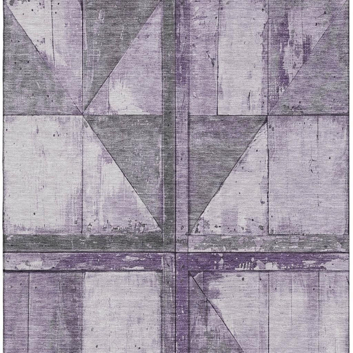 10' X 14' Geometric Washable Area Rug With UV Protection (706517) - Purple / Gray