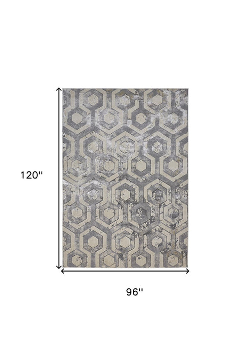 8' X 10' Modern Abstract Distressed Area Rug - Gray
