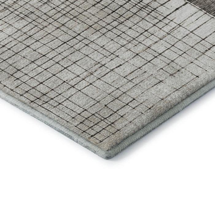 10' X 14' Geometric Washable Area Rug With UV Protection (718322) - Ivory / Gray