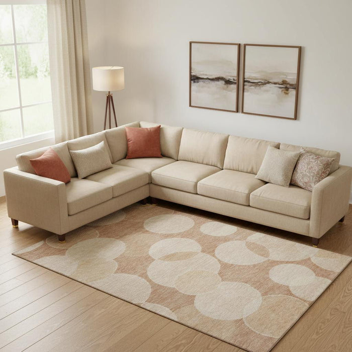 10' X 14' Geometric Washable Area Rug With UV Protection (700163) - Coral / Peach