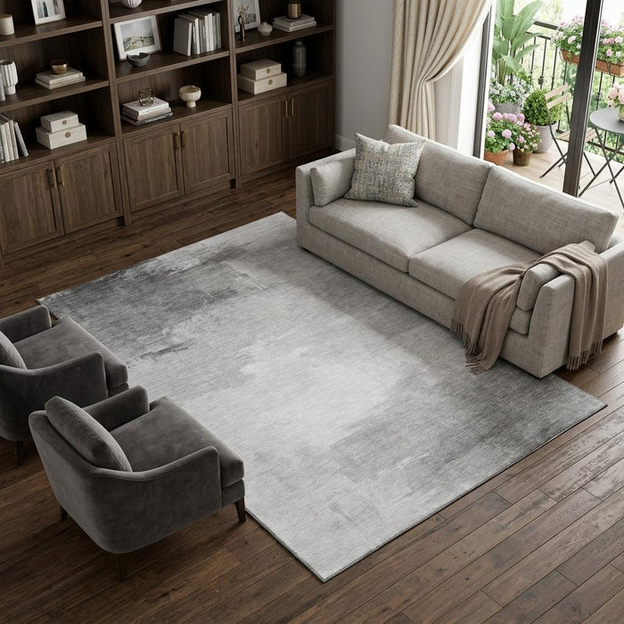 10' X 14' Abstract Washable Area Rug With UV Protection (696692) - Gray / Silver