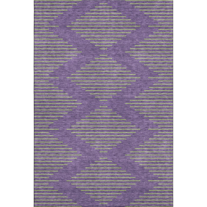 10' X 14' Geometric Washable Area Rug With UV Protection (679852) - Purple / Lime Green