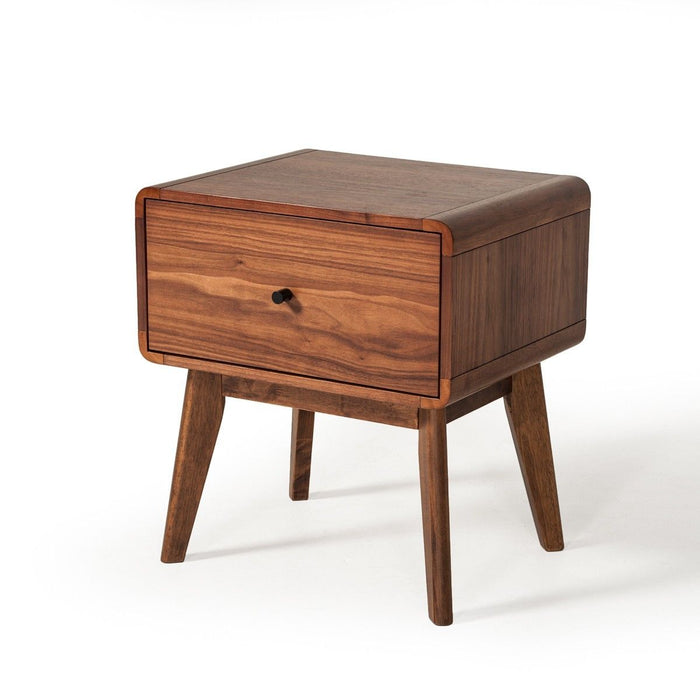 Modern Mid Century Nightstand With Single Drawer - Walnut