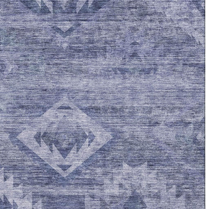 10' X 14' Southwestern Washable Area Rug With UV Protection - Navy Blue And Ivory