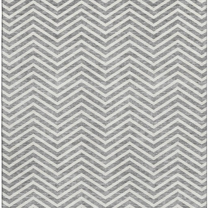 10' X 14' Chevron Washable Area Rug With UV Protection (674245) - Gray / Ivory