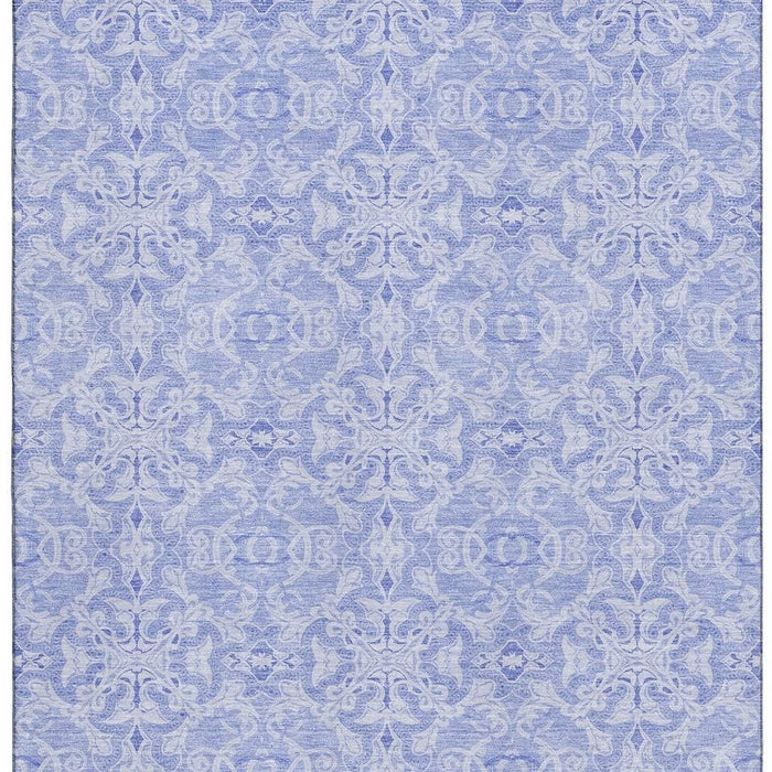 10' X 14' Medallion Washable Area Rug Polyester With UV Protection - Sky Blue And Ivory