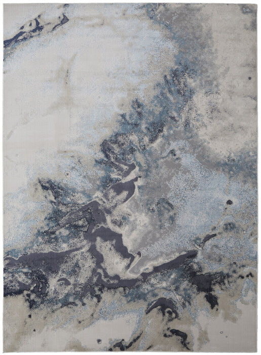 7' x 10' Abstract Polyester Area Rug - Blue