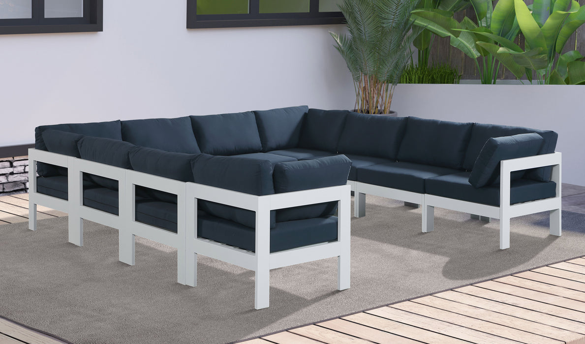 Nizuc - Outdoor Patio 10 Piece Modular Sectional With White Frame