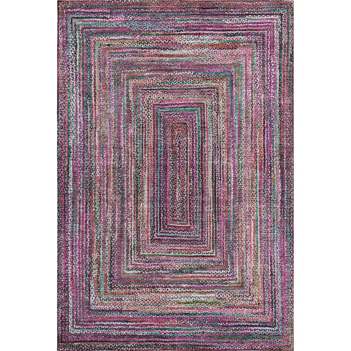 10' X 14' Geometric Washable Area Rug With UV Protection (699250) - Pink / Blue / Orange