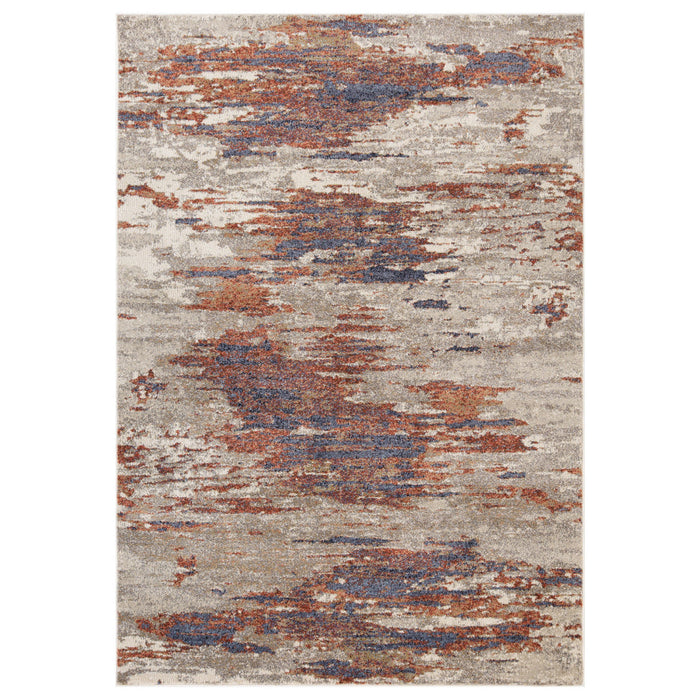 9' x 12' Abstract Power Loom Area Rug - Beige Rust And Blue