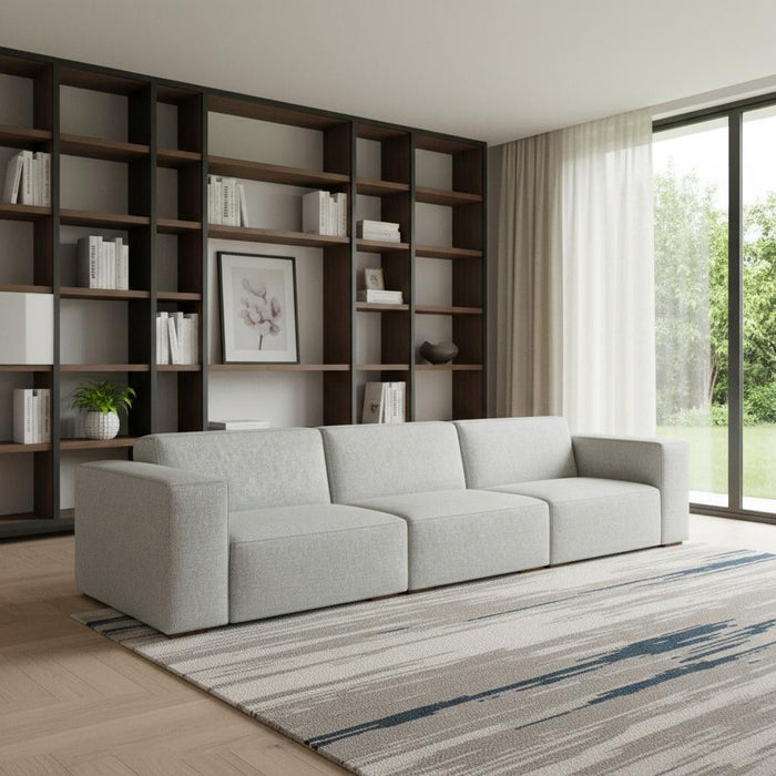 Fabric Modular Sofa With Brown Legs - Gray