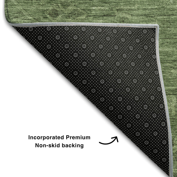 10' X 14' Medallion Washable Area Rug With UV Protection (684618) - Fern Green / Emerald