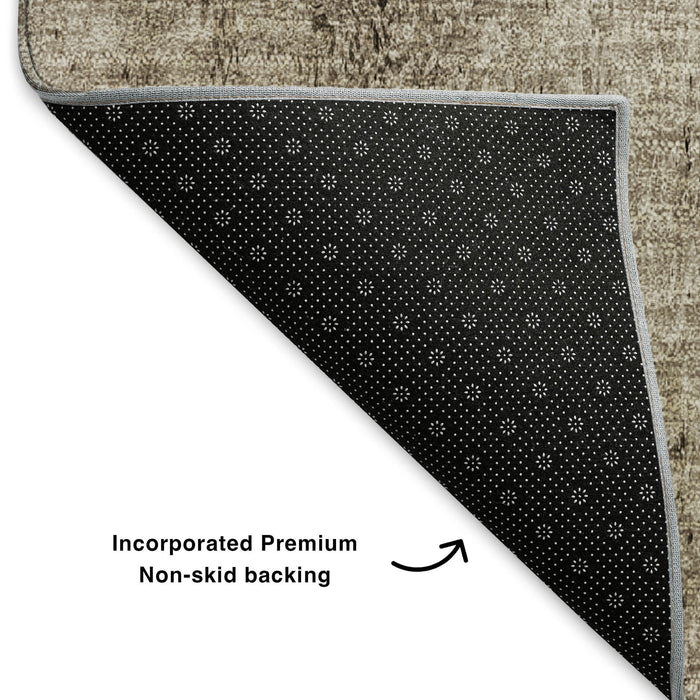 10' X 14' Nautical Washable Area Rug With UV Protection (652797) - Taupe / Ivory